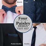 Navy Paisley Waistcoat and Bowtie Set for Men