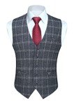 HISDERN Slim Fit Plaid Dress Vest for Men