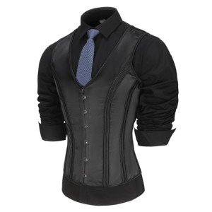 Men's Vintage Black Lace-Up Corset Waistcoat