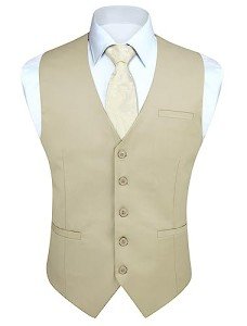 Beige Men's Suit Vest for Formal Wear