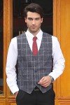 HISDERN Slim Fit Plaid Dress Vest for Men