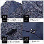 HISDERN Slim Fit Plaid Dress Vest for Men