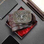 Western Cowboy Belt with Longhorn Bull Buckle