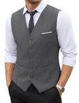 COOFANDY Men's V-Neck Sleeveless Slim Jacket