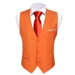 Barry.Wang Men's Slim Fit Orange Suit Vest