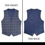 HISDERN Slim Fit Plaid Dress Vest for Men