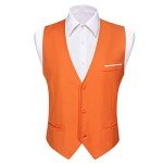Barry.Wang Men's Slim Fit Orange Suit Vest