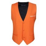 Barry.Wang Men's Slim Fit Orange Suit Vest