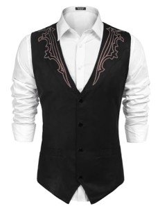 COOFANDY Men's Slim Fit Suede Vest Jacket