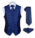 Men's Blue/Black Paisley Waistcoat and Tie Set