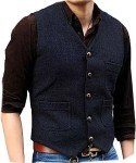 Vintage Navy Blue Wool Suit Vest for Men