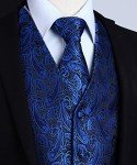 Men's Blue/Black Paisley Waistcoat and Tie Set