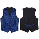 Men's Blue/Black Paisley Waistcoat and Tie Set