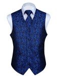 Men's Blue/Black Paisley Waistcoat and Tie Set