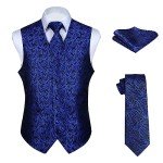 Men's Paisley Vest Tie Pocket Square Set