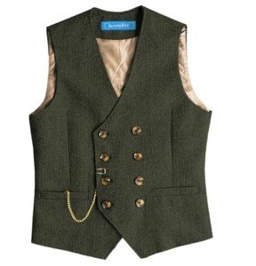 SevenBoy Men's Vintage Army Green Dress Vest