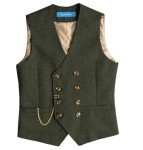 SevenBoy Men's Vintage Army Green Dress Vest