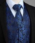 Men's Paisley Vest Tie Pocket Square Set