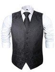 Men's 5-Piece Paisley Waistcoat Set - Black