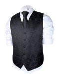 Men's 5-Piece Paisley Waistcoat Set - Black