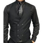Men's Black Double Breasted Tuxedo Waistcoat