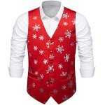 Red Silver Christmas Vest and Tie Set for Men