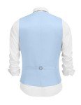 Light Blue Men's Linen Slim Fit Vest