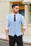 Light Blue Men's Linen Slim Fit Vest