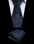 COOFANDY Men's Navy Paisley Vest Tie Set