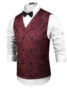 COOFANDY Men's Steampunk Double Breasted Waistcoat
