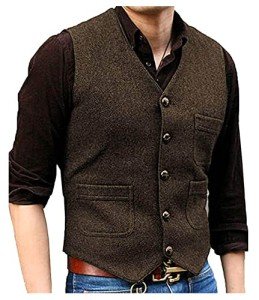 Men's Coffee Tweed Vest for Formal Occasions