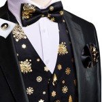 Men's Black and Gold Casual Suit Vest Set