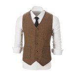 Men's Coffee Tweed Vest for Formal Occasions