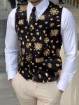Men's Black and Gold Casual Suit Vest Set