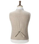 Men's Casual Beige Linen Vest Suit - X-Small