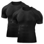 Men's Compression Workout Short Sleeve T-Shirt - Black
