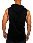 Men's Sleeveless Muscle Hoodie Tank Top - Black
