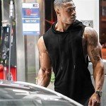 Men's Sleeveless Muscle Hoodie Tank Top - Black