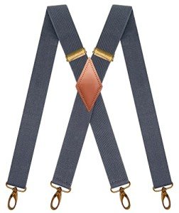 Gray Heavy Duty Men's Suspenders with Swivel Hooks