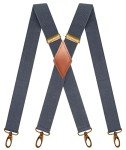 Gray Heavy Duty Men's Suspenders with Swivel Hooks