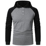 Men's Hooded Cotton Pullover Tee - Black/Grey