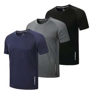 ZENGVEE Men's 3 Pack Quick Dry Workout Shirts