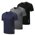 ZENGVEE Men's 3 Pack Quick Dry Workout Shirts