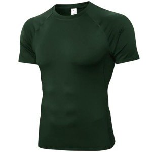 Men's Compression Short Sleeve Workout Top - Dark Green