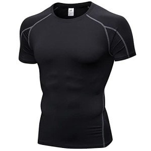 Men's Short Sleeve Compression Workout Shirt - Grey