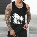 Men's Loose Fit Hawaiian Tank Tops for Workouts