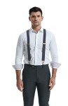 Gray Heavy Duty Men's Suspenders with Swivel Hooks