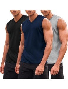 COOFANDY Men’s V-Neck Workout Tank Top 3-Pack