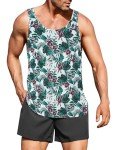 Men's Floral Print Sleeveless Tank Top - Green
