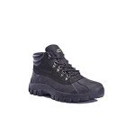 Men's Waterproof Winter Leather Snow Boots - Black